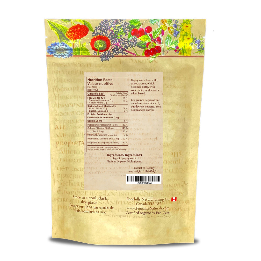 Poppy Seeds Organic - 1lb (454g) Bulk Baking, No Additives