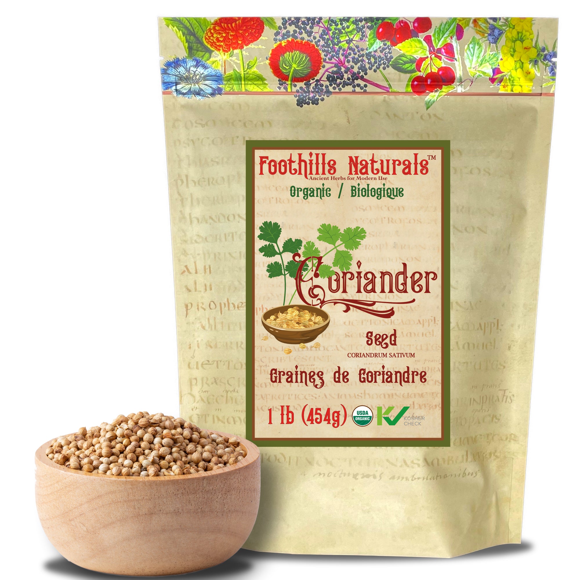 Coriander Seeds Organic- Whole, Organic 454g / 1 Pound