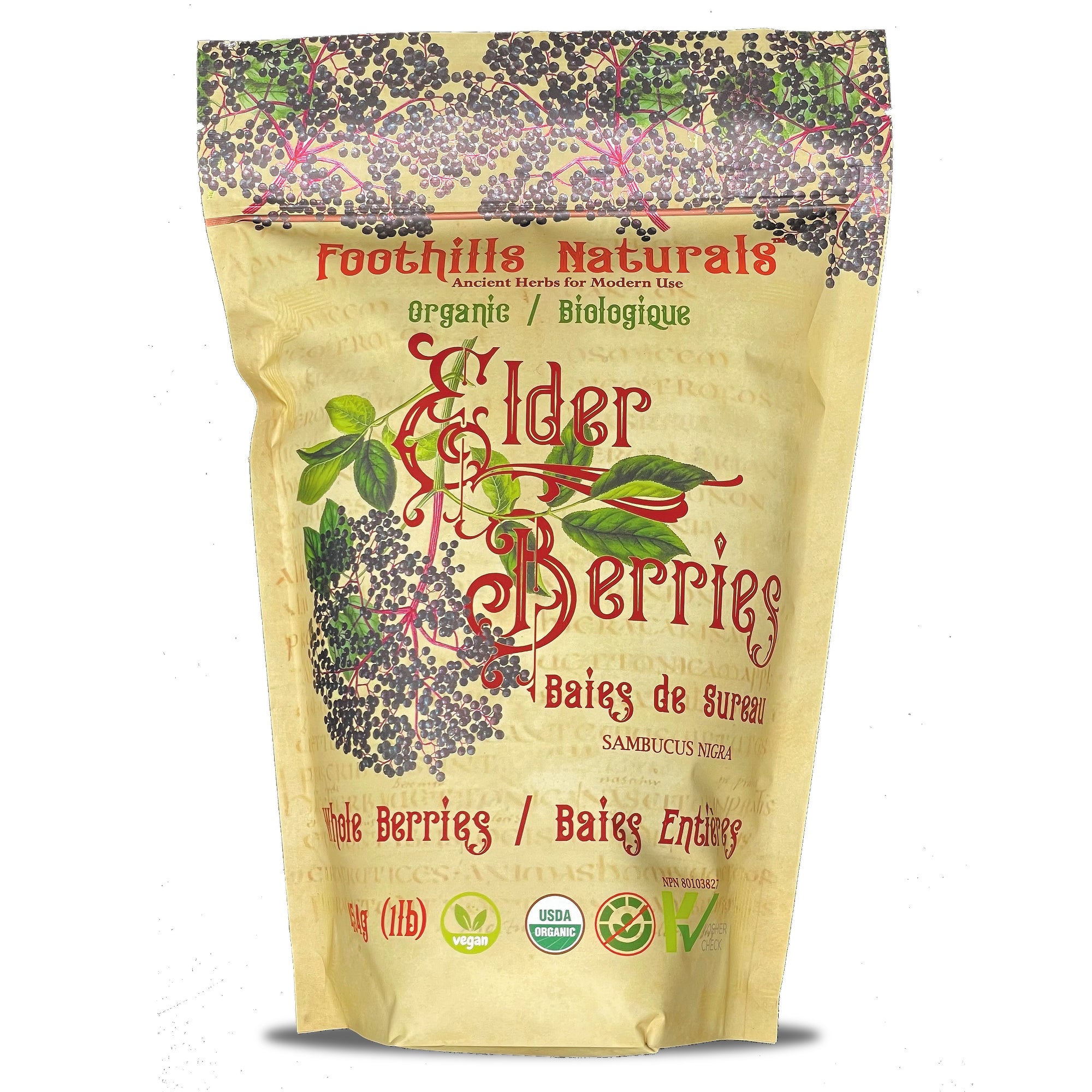 Elderberry Organic Whole - Antioxidants, Kidney Health, Pain Management, Cold and Flu Relief