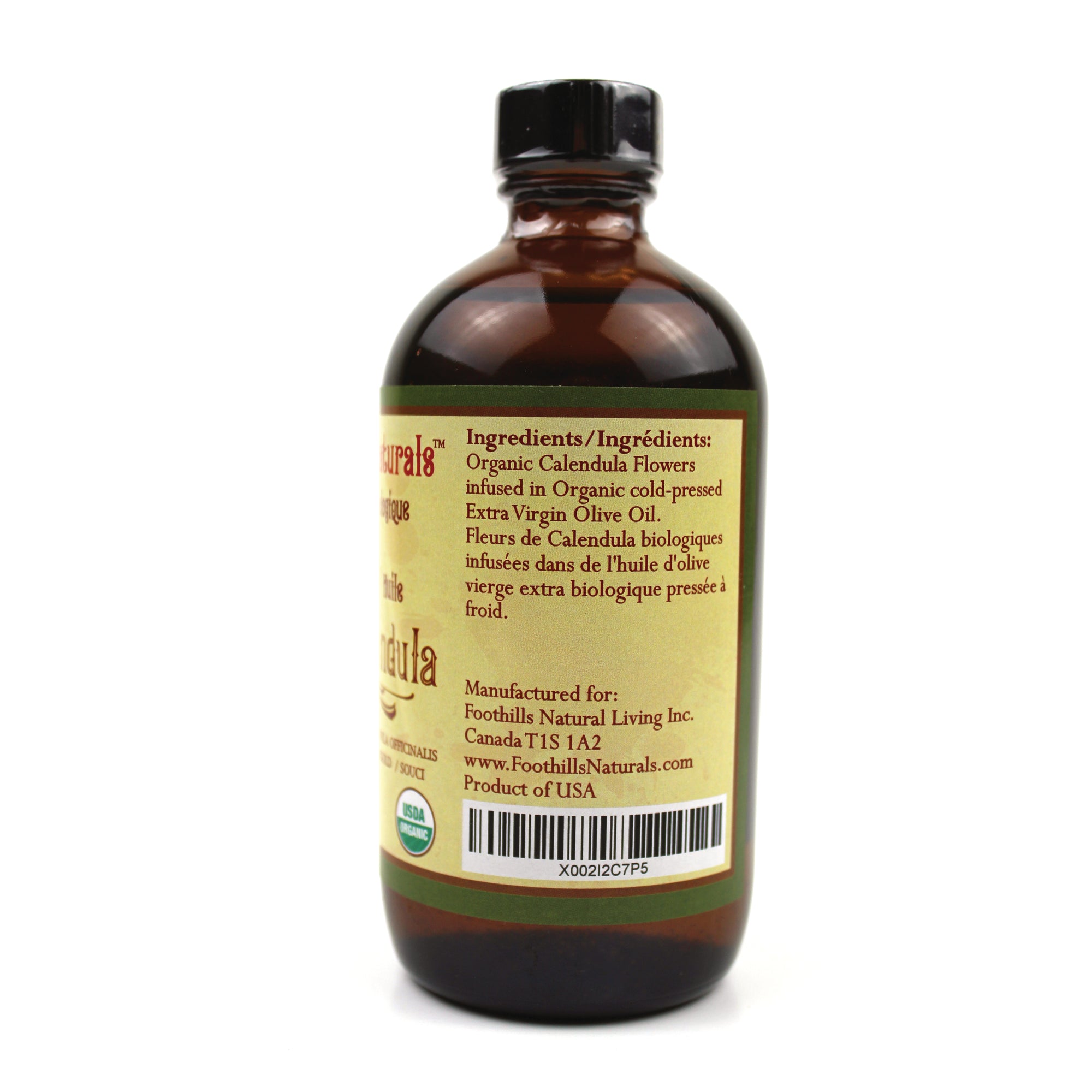 Calendula Oil Organic - 8.8 oz (250mg) Infused in Organic Cold Pressed Virgin Olive Oil | Foothills Naturals Canada | Ancient Herbs for Modern Use