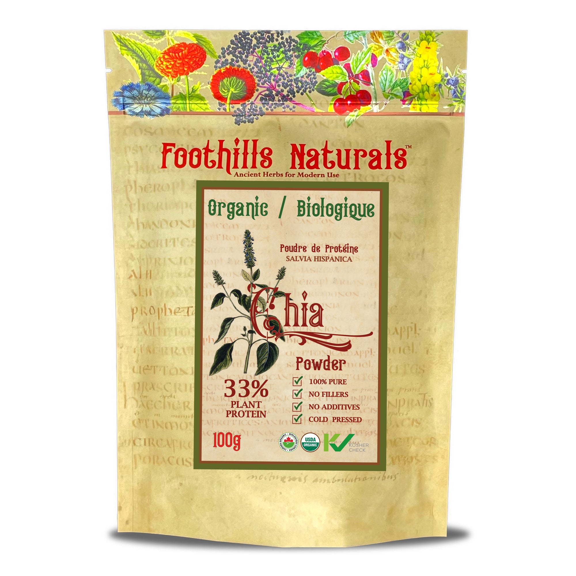 Chia Powder Organic - Plant Protein Source No Additives, Sugars, Flavours