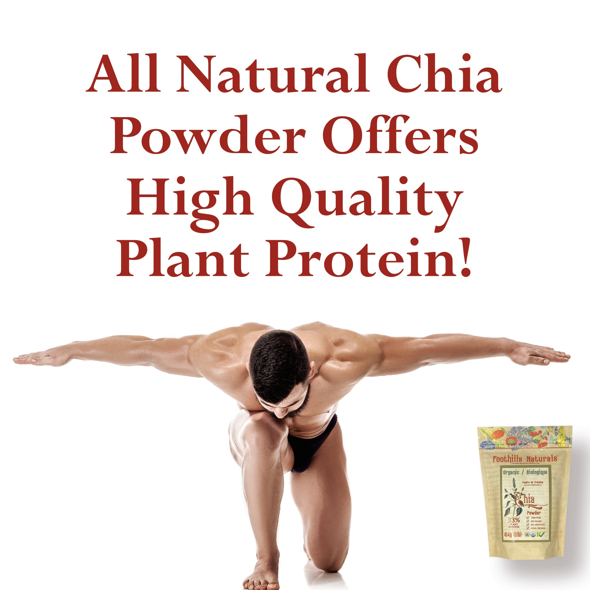 Chia Powder Organic - Plant Protein Source No Additives, Sugars, Flavours