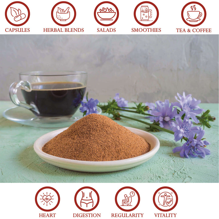 Chicory Roasted Granules Organic – 1 Pound (454g), Natural Coffee Substitute, Caffeine-Free | Foothills Naturals Canada | Ancient Herbs for Modern Use
