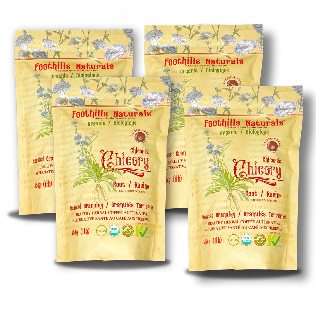 Chicory Roasted Granules Organic – Pack of 4, Herbal Coffee Alternative, Caffeine-Free, Only 1 Ingredient