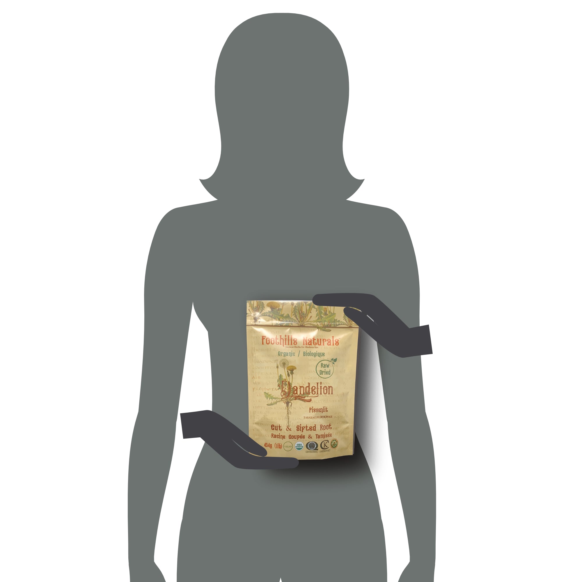 Dandelion Root Raw Organic - 1 Pound / 454g Cut and Sifted. Restorative | Foothills Naturals Canada | Ancient Herbs for Modern Use