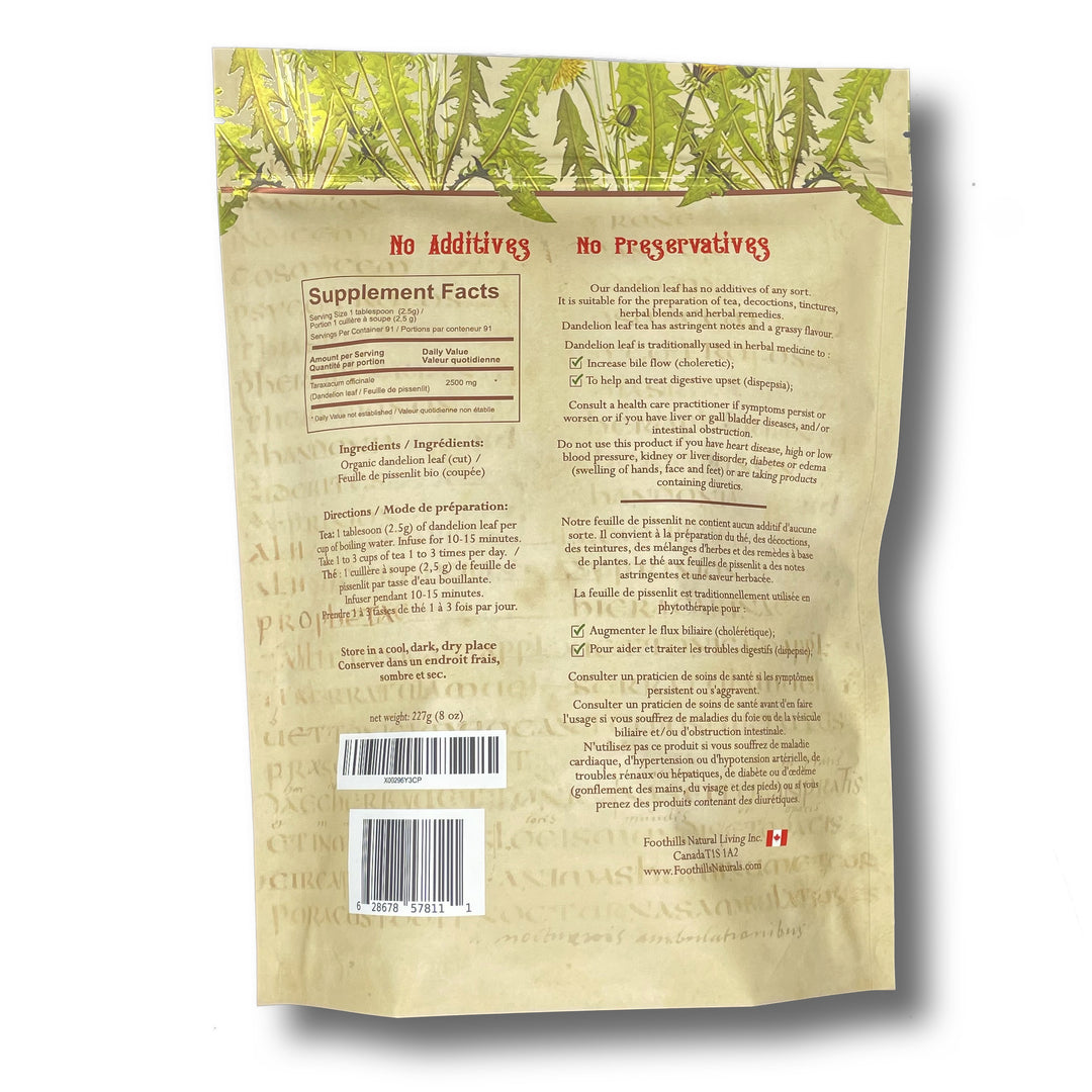 Dandelion Leaf Tea Organic - Bile Flow, Digestive Upset