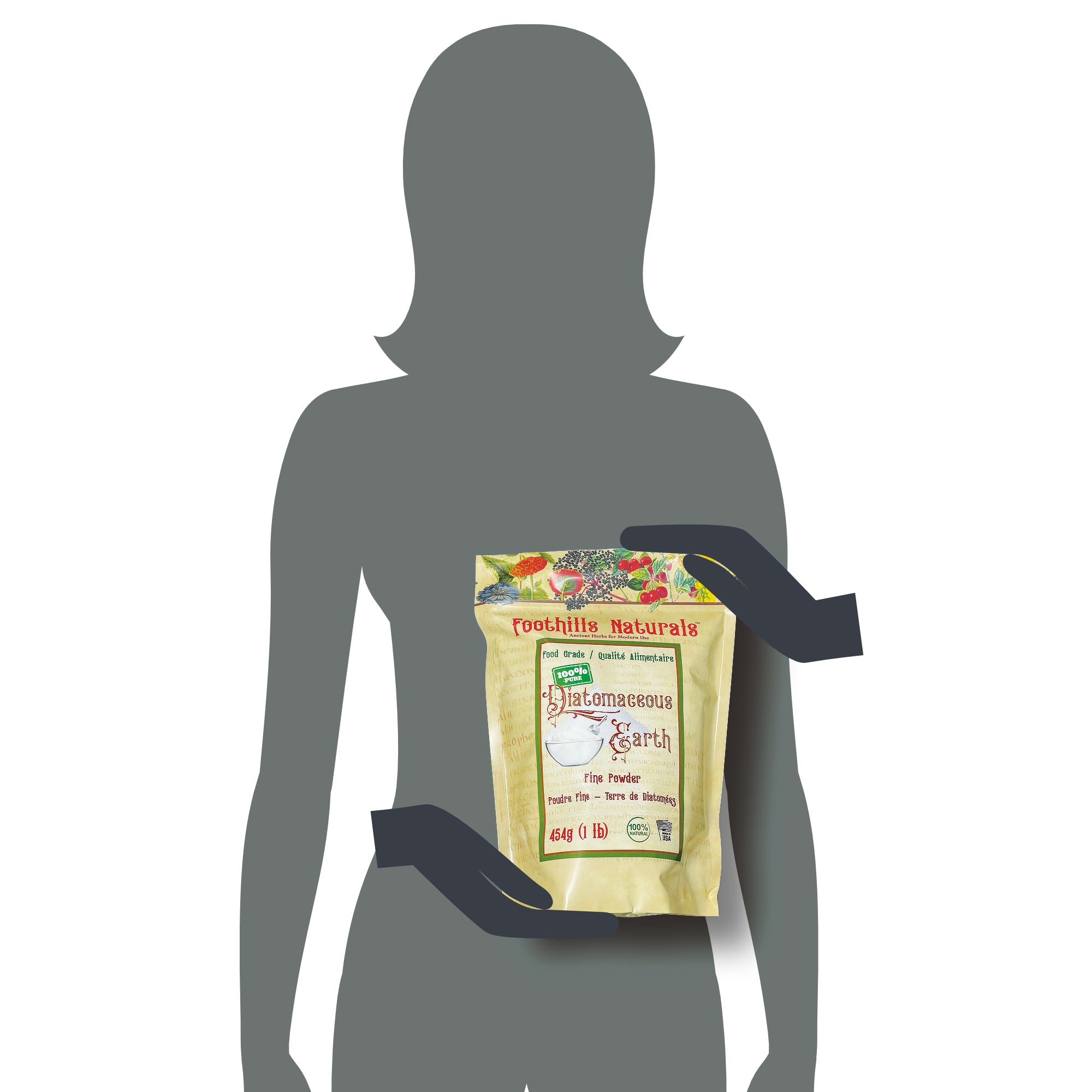 Diatomaceous Earth - 454g / 1 lb Fine Powder Food Grade | Foothills Naturals Canada | Ancient Herbs for Modern Use