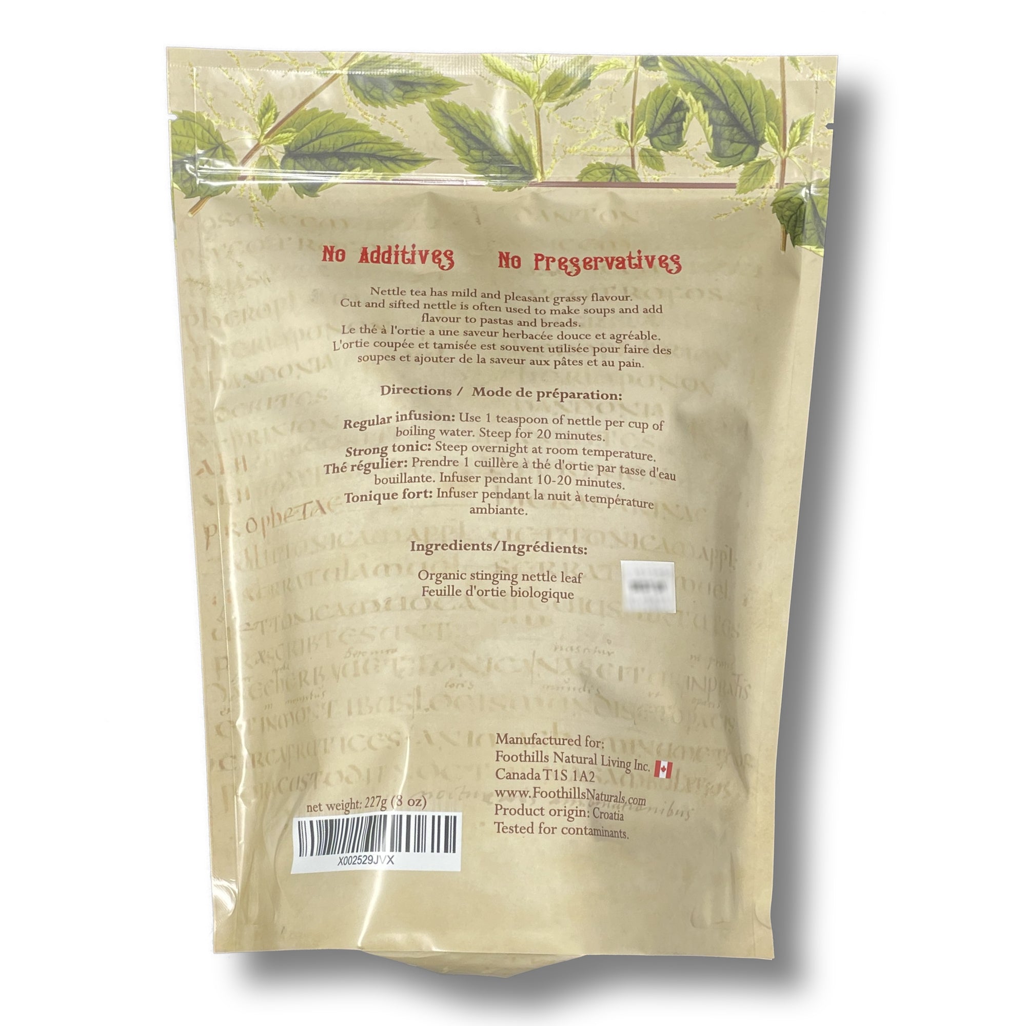 Nettle Leaf Tea Organic – Cut Leaf, Loose Tea –  Diuretic, Caffeine Free