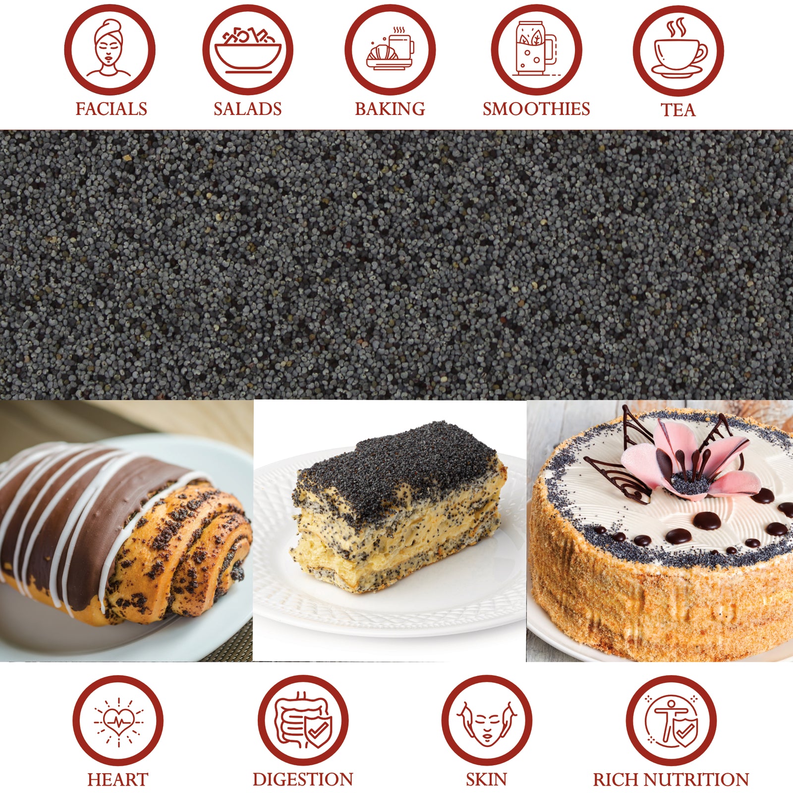 Poppy Seeds Organic - 1lb (454g) Bulk Baking, No Additives | Foothills Naturals Canada | Ancient Herbs for Modern Use