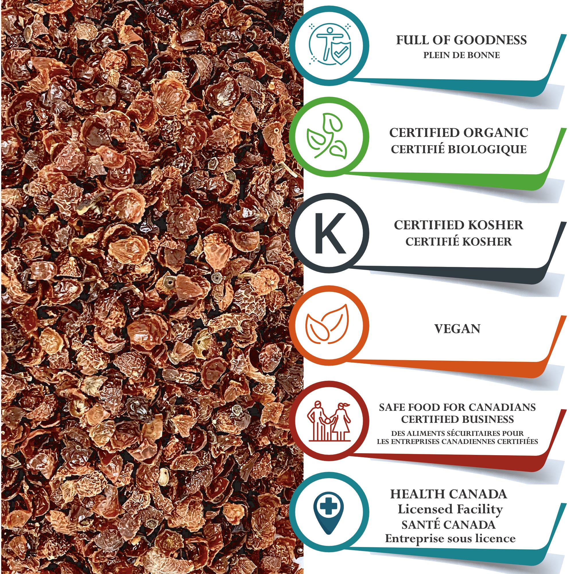 Rosehips Organic Cut and Sifted Seedless - 1 Pound (454 Grams) Suitable for Healing Tea, Tonic, Gourmet Cooking and Brewing Recipes | Foothills Naturals Canada | Ancient Herbs for Modern Use