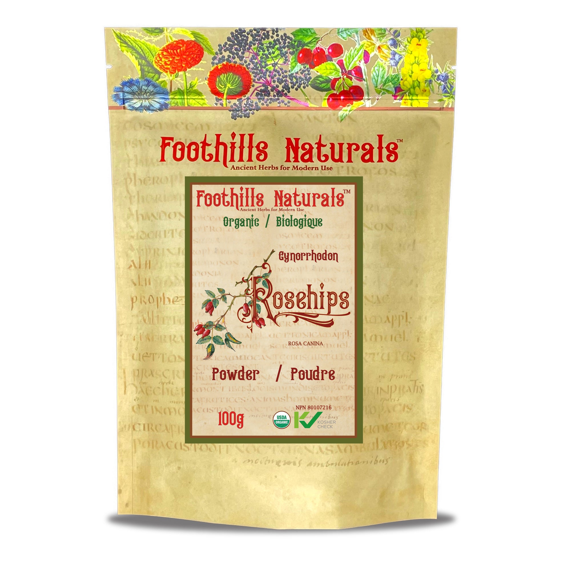 Rosehips Powder Organic - Antioxidants for Herbal Remedies and Gourmet Cooking